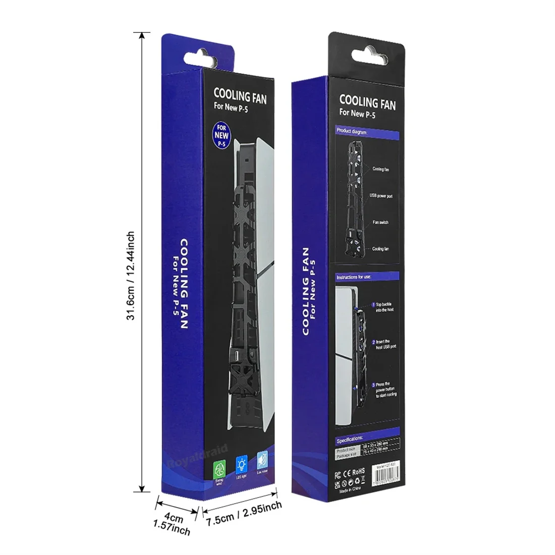 PS5 슬림 냉각 팬의 새로운 기능 LED 조명 냉각 시스템 Playstation5 슬림 게임 액세서리 용 고속 1100RPM USB 쿨러 팬