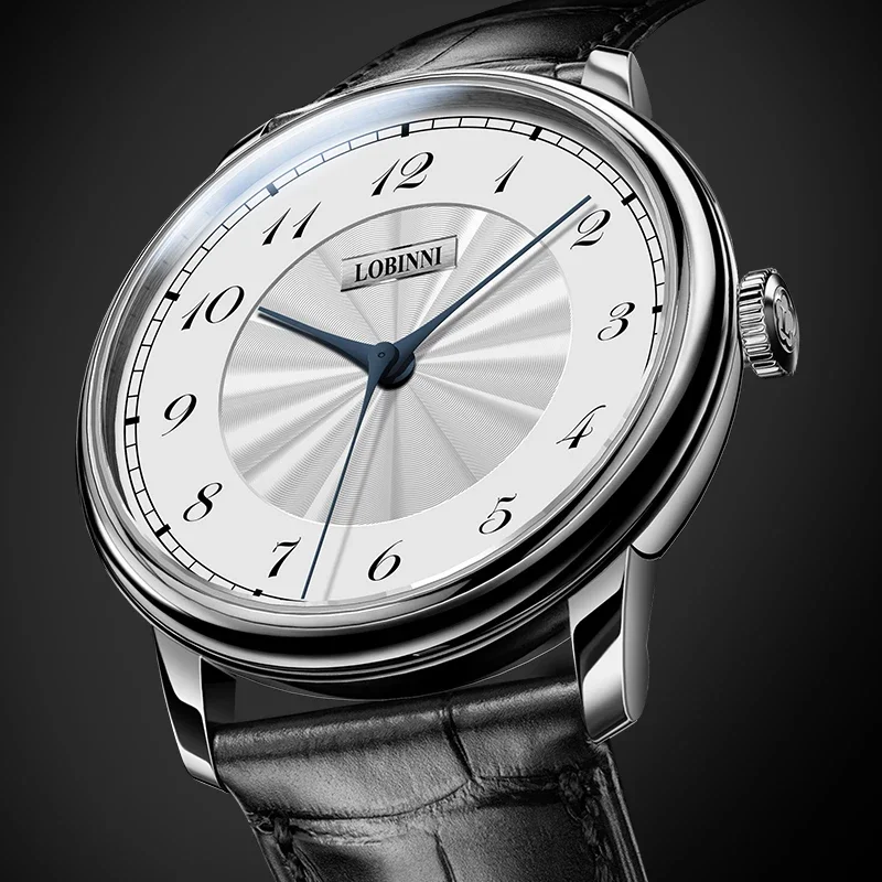 LOBINNI 18025 40 мм мужские деловые автоматические механические часы Seagull ST16 механизм водонепроницаемый 50 м с сапфировым стеклом кожаный ремешок