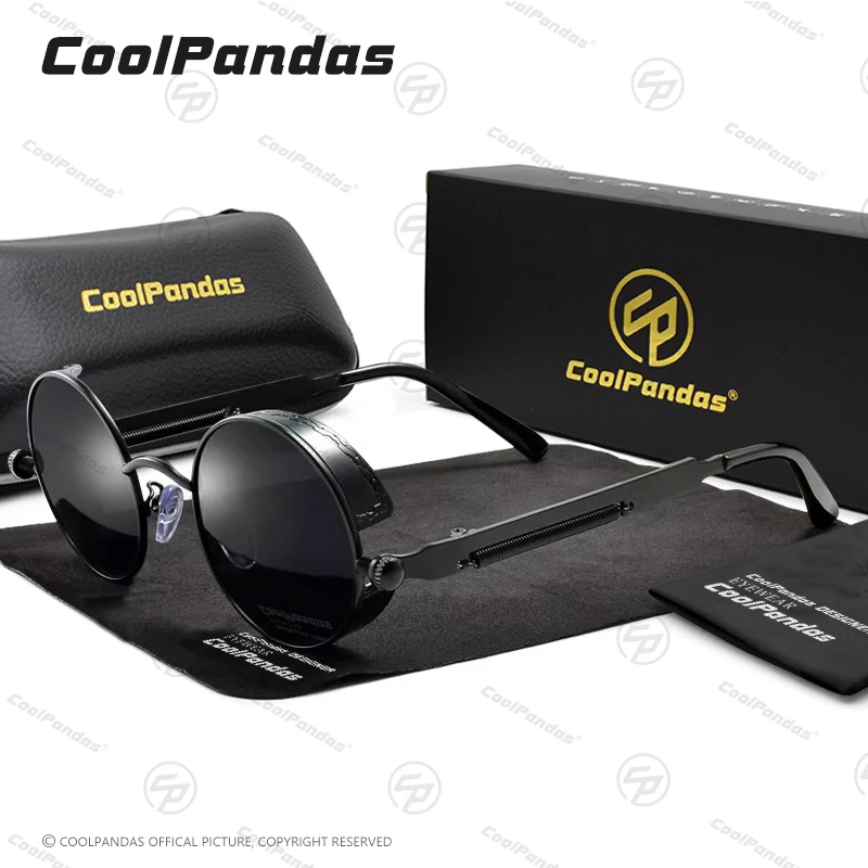 CoolPandas Vintage Steampunk Round Sunglasses Polarized Men Classic Retro Mirror Lens Glasses For Women Trendy Shades Unisex