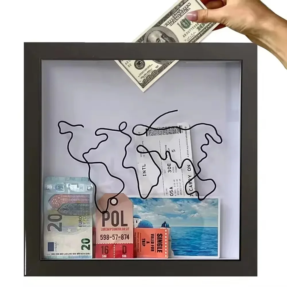 1PCS Adventure Archive Box,transparent commemorate Storage box,Map frame,size 8x8inch,Stamp album