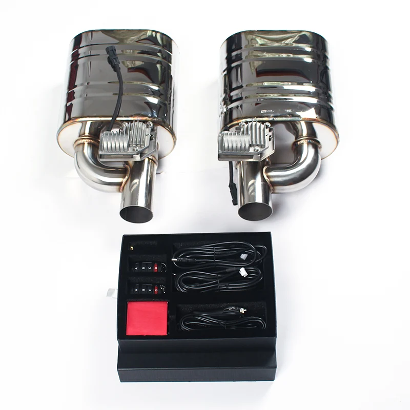 Universal One Inlet One Outlet Racing Electric Valve Muffler Car Exhaust 2-in-1 Racing Performance Sound