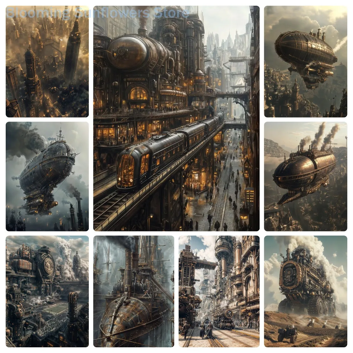 Jigsaw Puzzle 1000 Pieces Steampunk Cityscape Painting Paper Puzzle for Adults,  Relaxing Game, Christmas & Birthday Gift