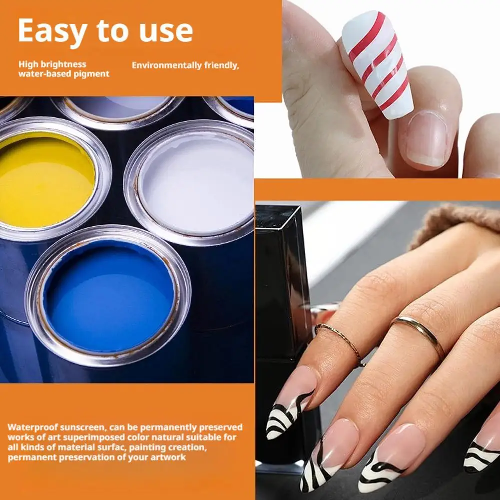 12 Kolorów Pisaków do Zdobienia Paznokci Pędzelkowy 0.7mm Graffiti Rysowanie Linii Fal Kwiatów Malowanie Narzędzia do Manicure