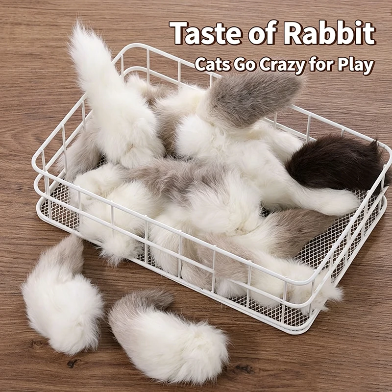 2Pcs Natural Rabbit Tail Cat T - đánh giá và giá Interactive Squeaky Plush Dog Toy