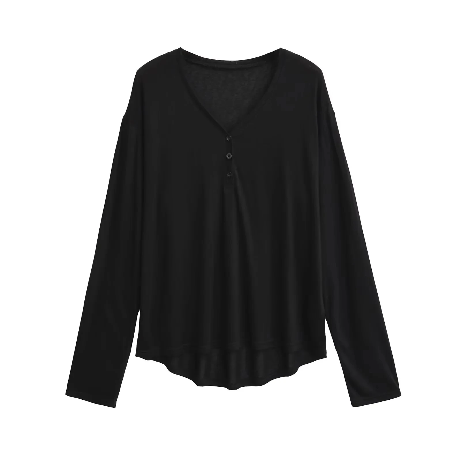 السيدات فضفاضة تناسب طويلة Sve V-Ne تي شيرت الجاز الرقص الأعلى الخريف جديد Sle التخسيس قاعدة irt تخفيف Sle لون نقي