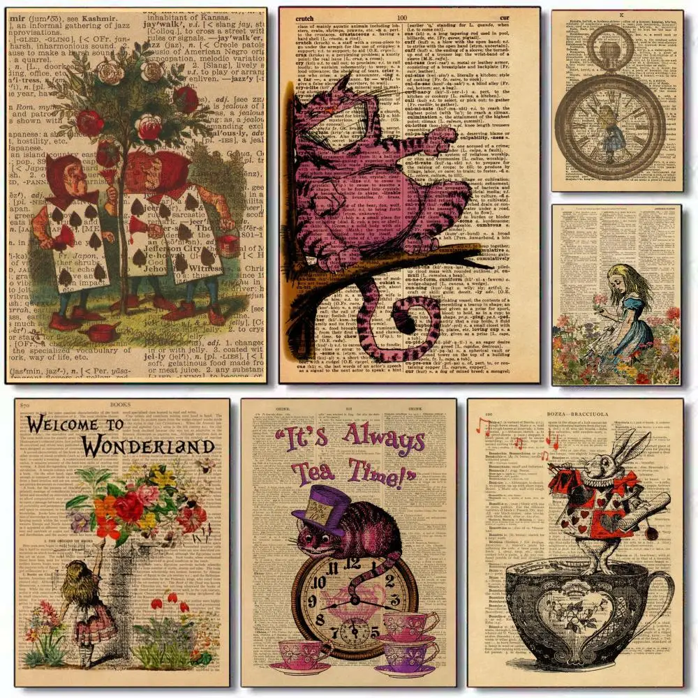 1 قطعة أليس في بلاد العجائب ملصق ملصق ذاتي اللصق لمكتب المسرح المنزلي جدار الفن الممر ديكور هدايا فاخرة #4