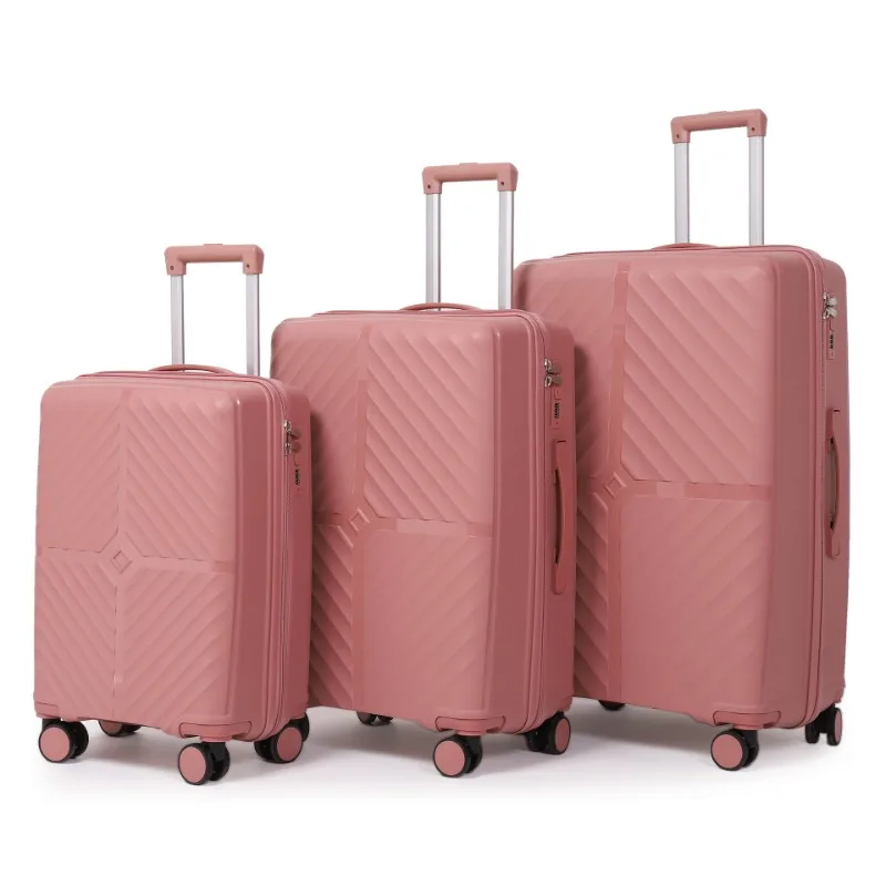 3-pcs 20/24/28 Inch Boarding Suitcase PP Material Three-piece Suitcase with High Expansion Layer Large Capacity