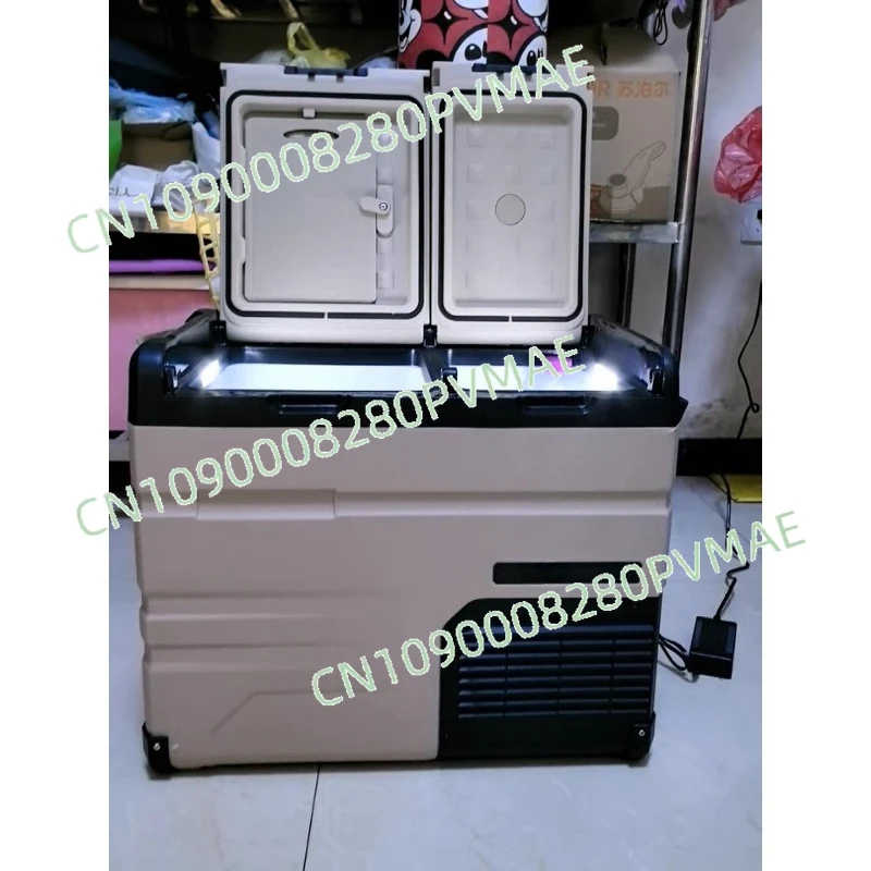 Dual-Use Car Refrigerator 12V/24V - Compressor Double Door Freezer with Partition for Home & Vehicle
