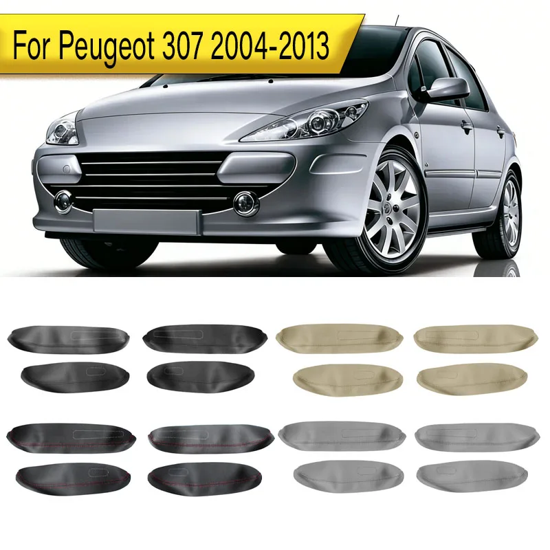 

For Peugeot 307 2004 2005 2006 2007 2008 2009 2010 2011 2012 2013 4pcs Car Door Armrest Panel Microfiber Leather Cover Trim