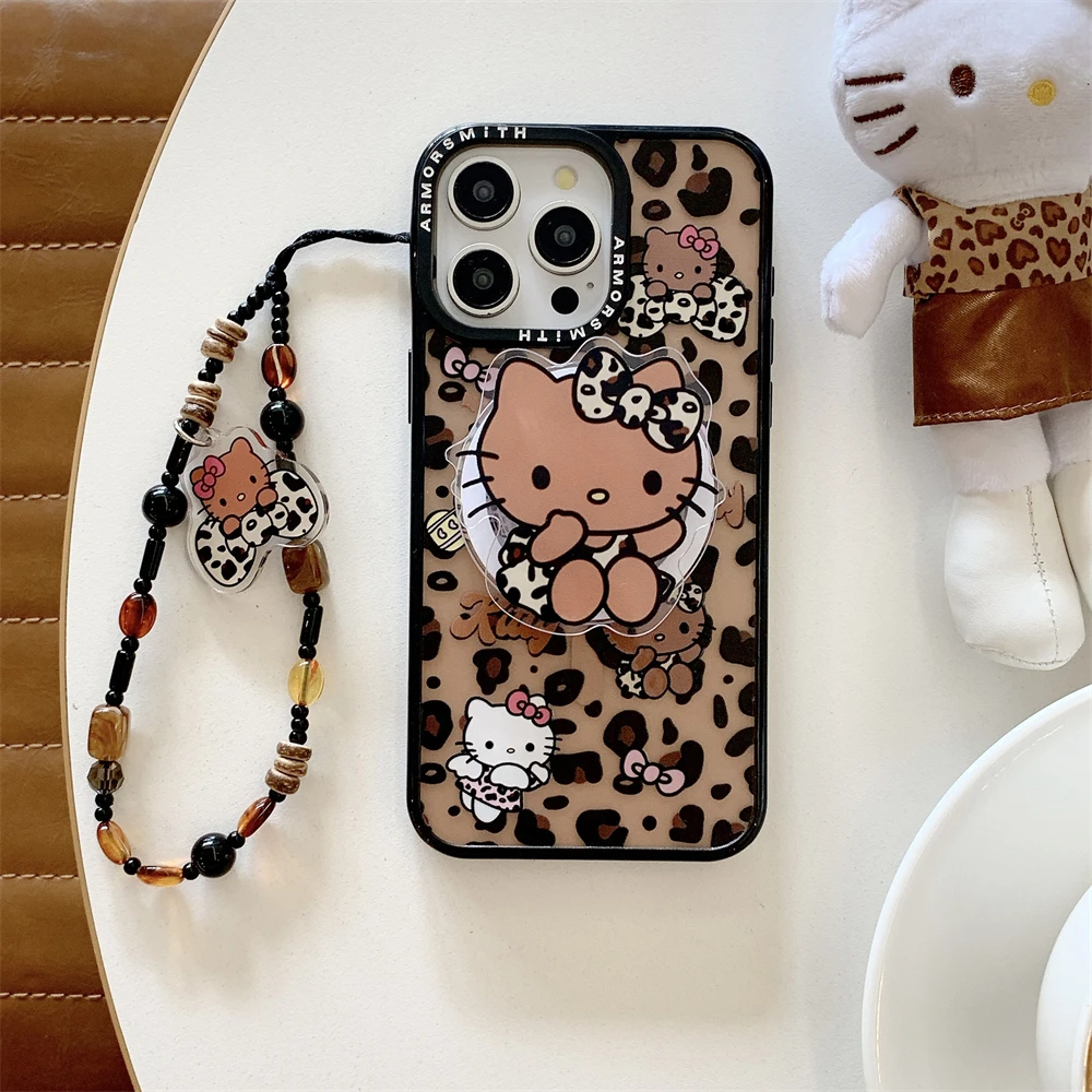 آيفون 17 16 15 14 13 12 برو ماكس 11 14Plus 16e 17air حافظة شحن لاسلكي مغناطيسي Magsafe غطاء شل ليوبارد مرحبا كيتي #3