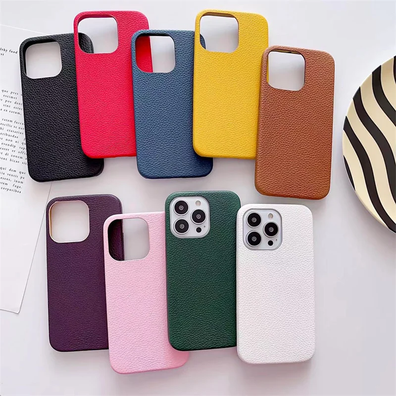 Fashionable Lychee Patterns TPU Phone Case For iPhone 15 14 Plus 13 12 11 Pro Max X XR XS Max 7 8 Plus Shock Absorbing Rear Cove