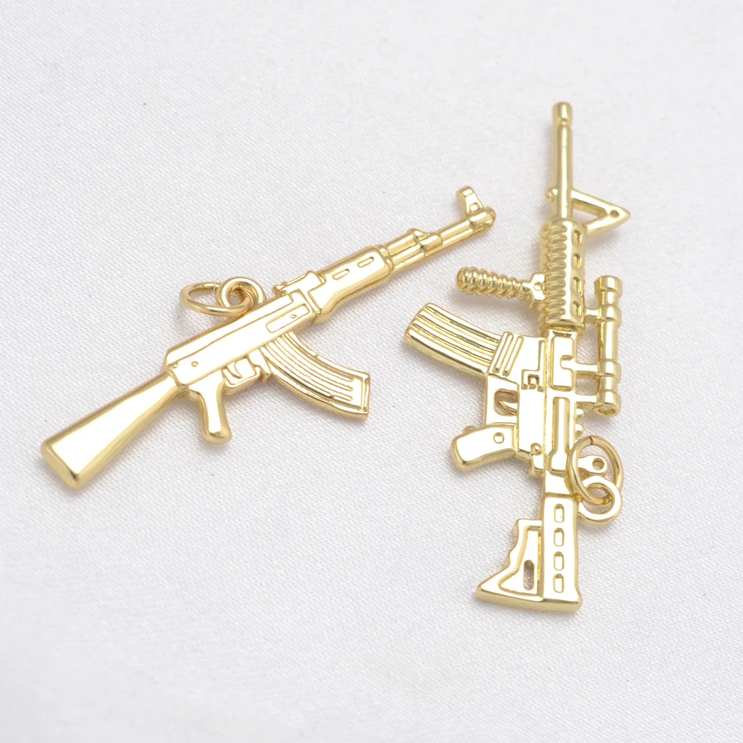 LJRVER DIY Charms Machine Gun Assault Rifle Ak-47 Pendants for Jewellery Making Supplies Gold Color Handmade Jewelry Accessories