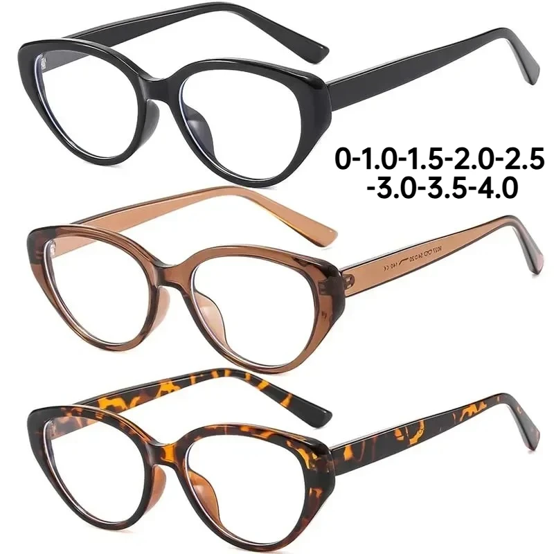 

Unisex Retro Full Frame Cat's Eye Nearsighted Glasses New Fashion HD Anti Blue Light Eye Protection Nearsighted Glasses TO -4.0
