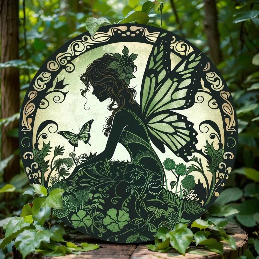 

Classic Retro Round Metal Tin Sign, Spring Fairy Theme, Durable Wall Art Decor, Cafe, Bar, Club, Living Room