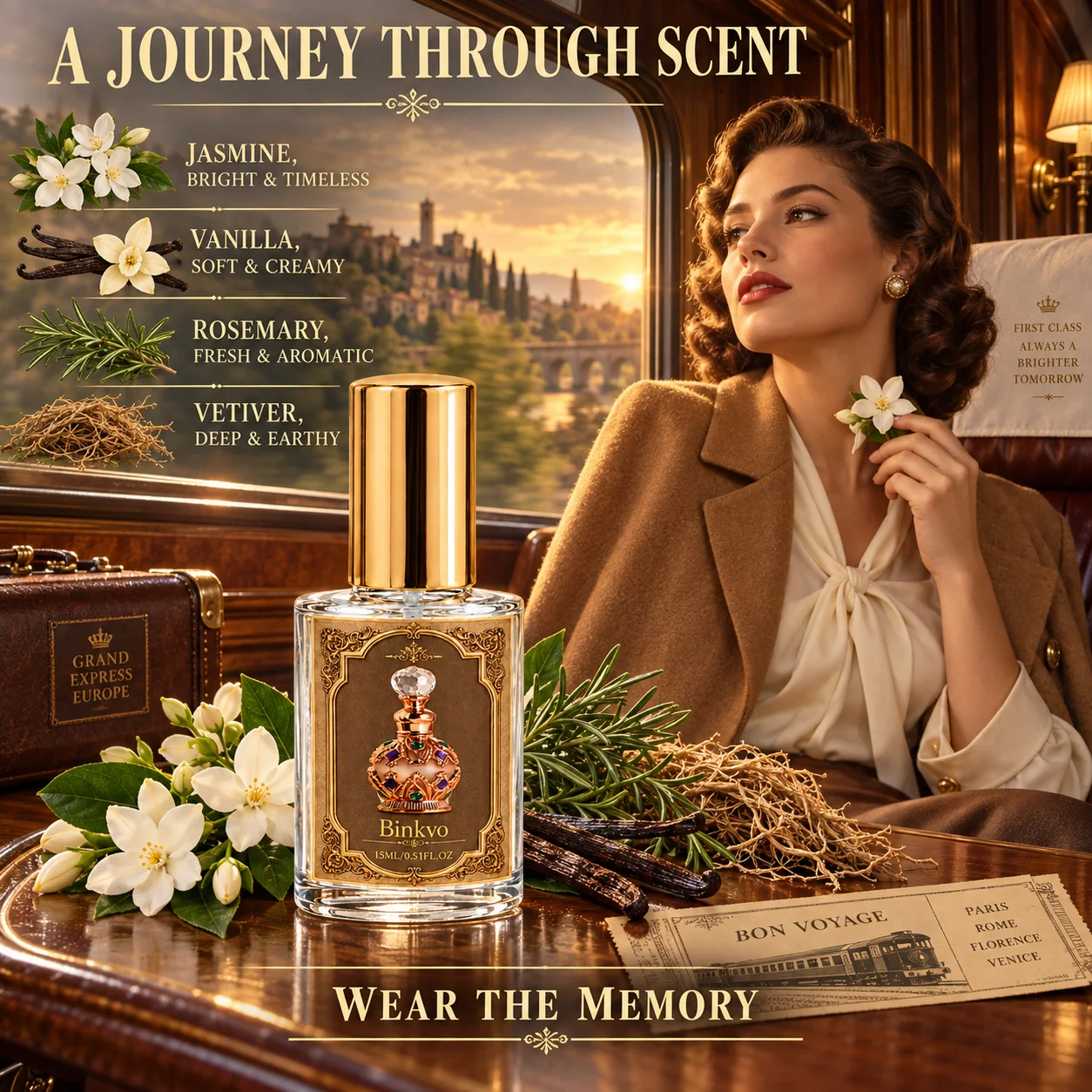 Perfume Alcohol Fragrance - Binkvo Vintage Jasmine Fougere Perfume, with