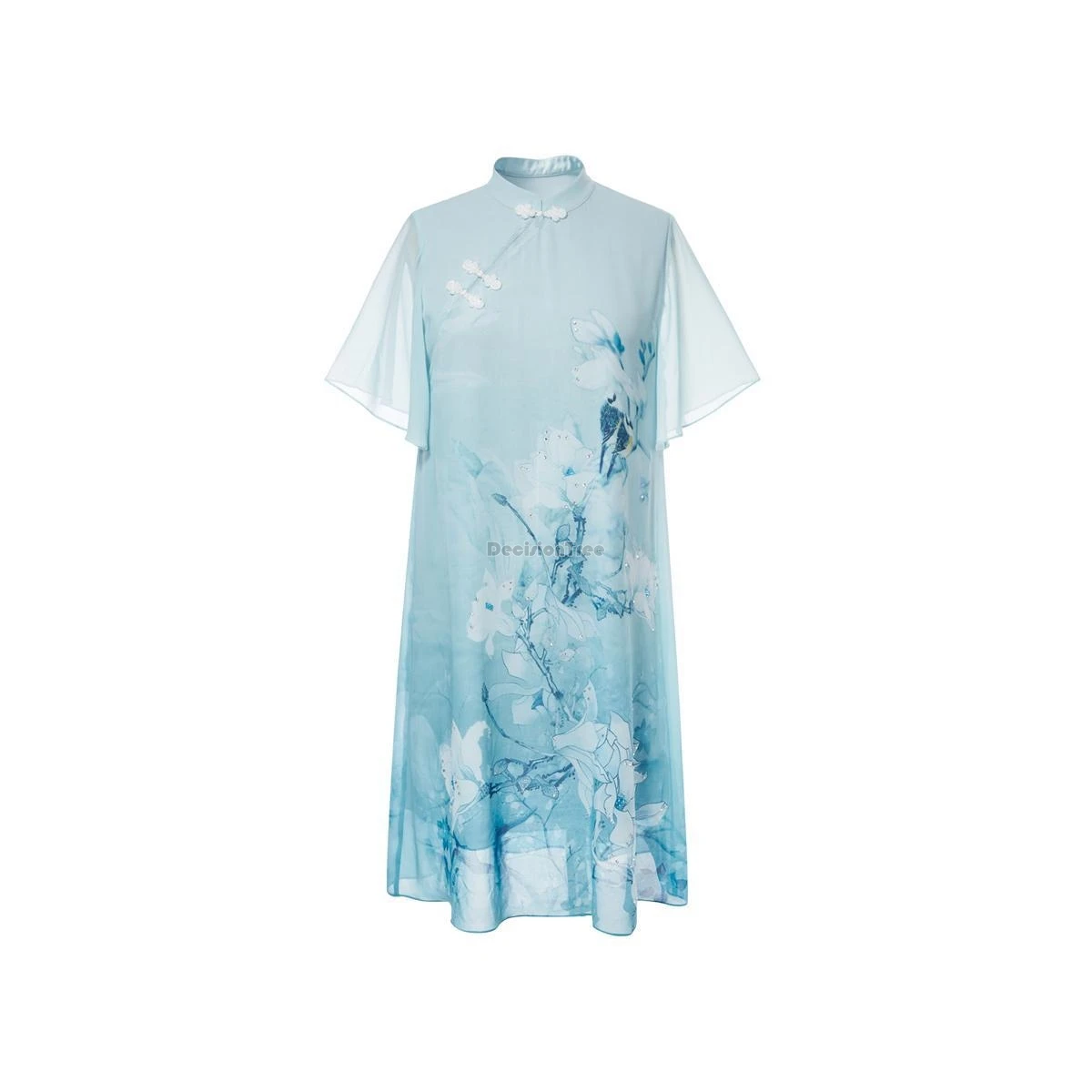 Robe cheongsam élégante et ample pour femmes, style chinois rétro, fil amélioré, grande taille, demi-manches, qipao imprimé, nouvelle collection été 2025