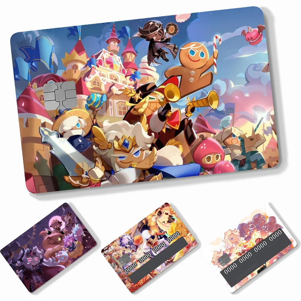 Game cookie Run kingdom Stickers 4pcs PVC Credit Card Skin Stickers Removable Self-adhesive Protective Film