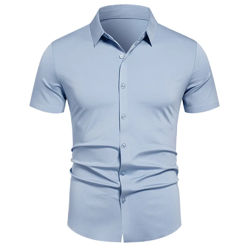 

Formal Dress Solid Color Shirts for Men Short Sleeve Camisa Social Masculina 2025 Summer Casual Business Office Mens Work Shirt