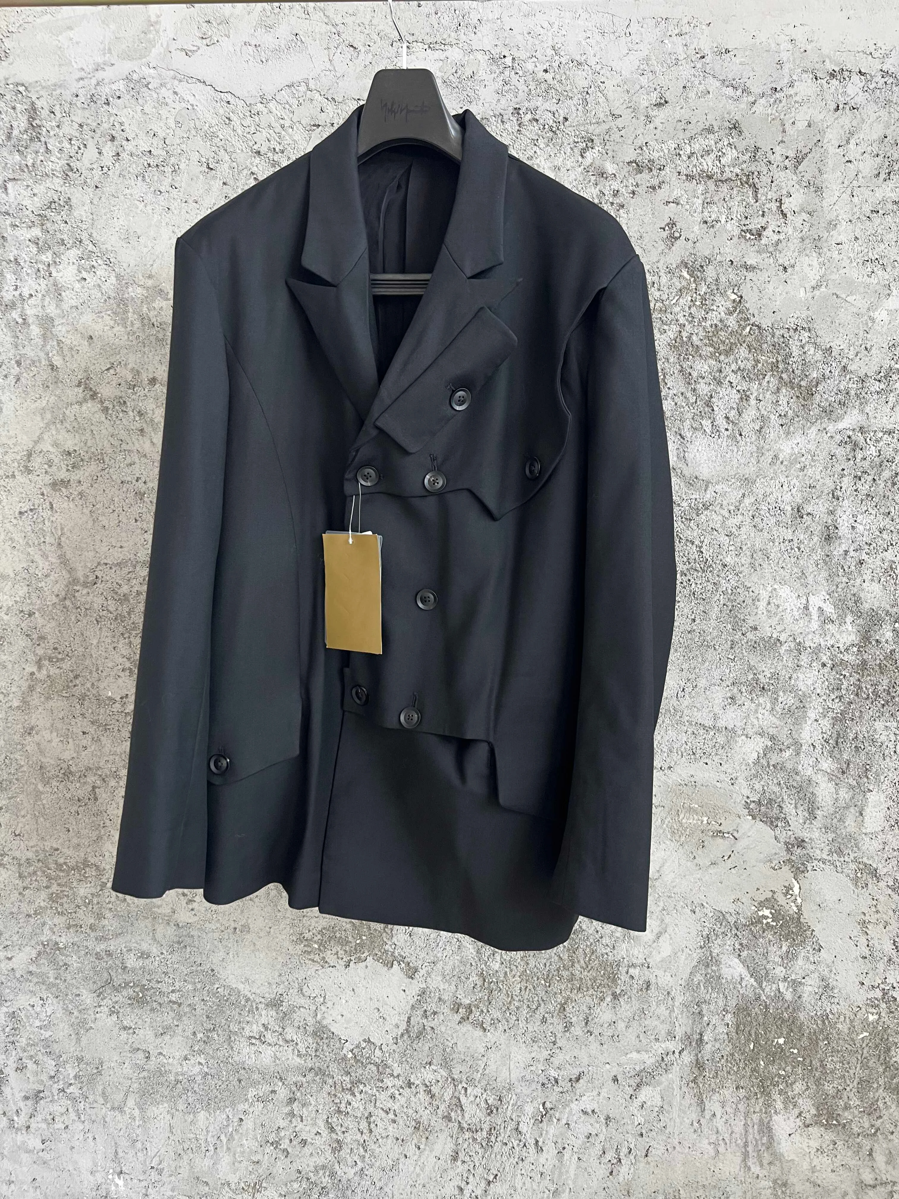 TOP-YAMAMOTO Deconstructed multi-button fine-spun pure wool casual suit black jacket