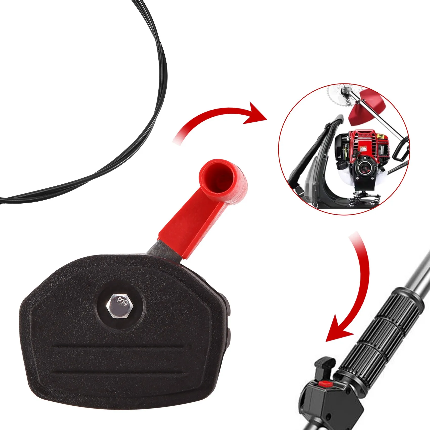 IALJ-범용 스위치 레버 제어 핸들 및 스로틀 케이블 키트, 잔디 깎는 기계 잔디 예초기 부품, 정원 도구, 56 인치