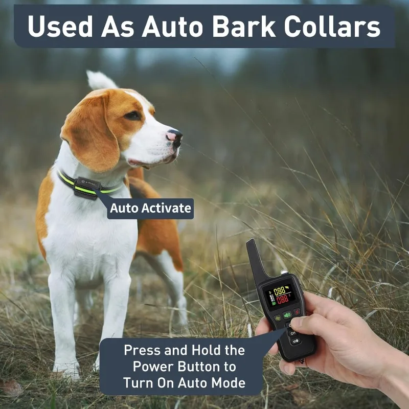 Dog Bark Collar With Remote, Bark and Training Collar 2-in-1, Auto Bark Collar with Safe Shock,Vibration, Auto Mode and Beep