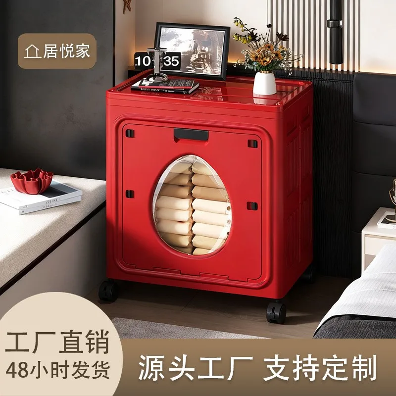 Transparent Water Drop Storage Box Household Foldable Wheeled Bedroom Clothing Quilt Large Capacity Sorting Storage