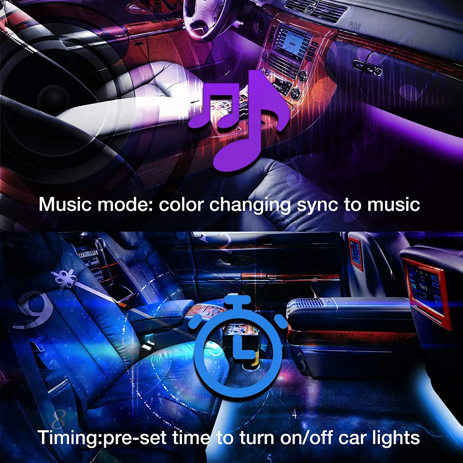 Waterproof RGB 5V USB Car Interior Decor Para Auto Car Accessories Atmosphere Ambient APP Control Smart Led Strip Lights