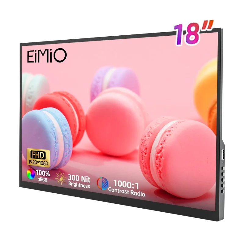 

EIMIO 18,5-дюймовый IPS-экран, игровой двойной динамик, 1080p, 100 Гц, высокая скорость обновления, Type-C HD, мини-портативный монитор для ноутбука, 100% SRGB