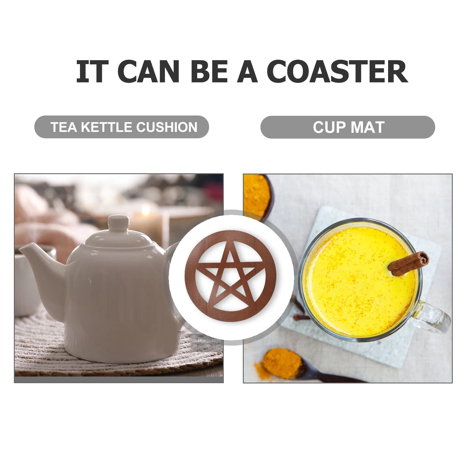 

Wooden Pentacle Coaster H crafted Wood Material Altar Decor Retro Style Home Adornment Pentagram nament