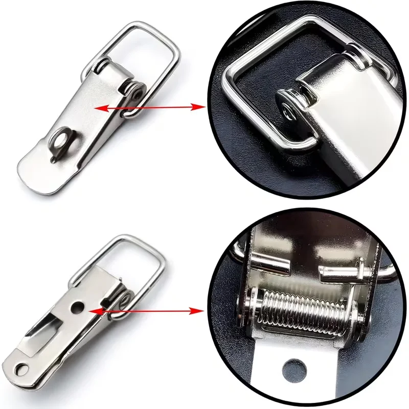 خزانة الربيع تحميل مزلاج الصيد تبديل غلق بمشبك صناديق تبديل غلق بمشبك الفولاذ المقاوم للصدأ انزلاق الباب أداة صندوق قفل مشبك الأجهزة #4