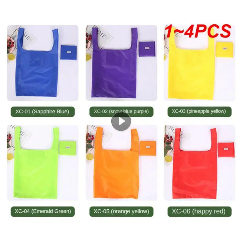 1~4PCS Hand Shoulder Shopping Bag Polyester Shop Bags Reusable Grocery Bags Eco-friendly Bag Foldable