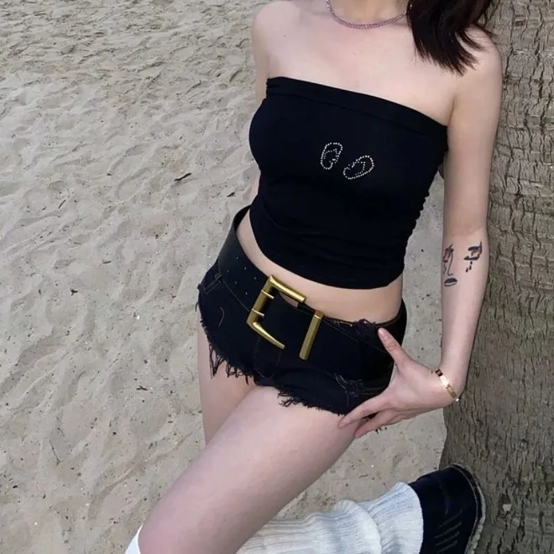 Spice Girls Low Waist Sexy Y2k Denim Shorts Skinny Hips Fringed Jeans Hot Pants Women