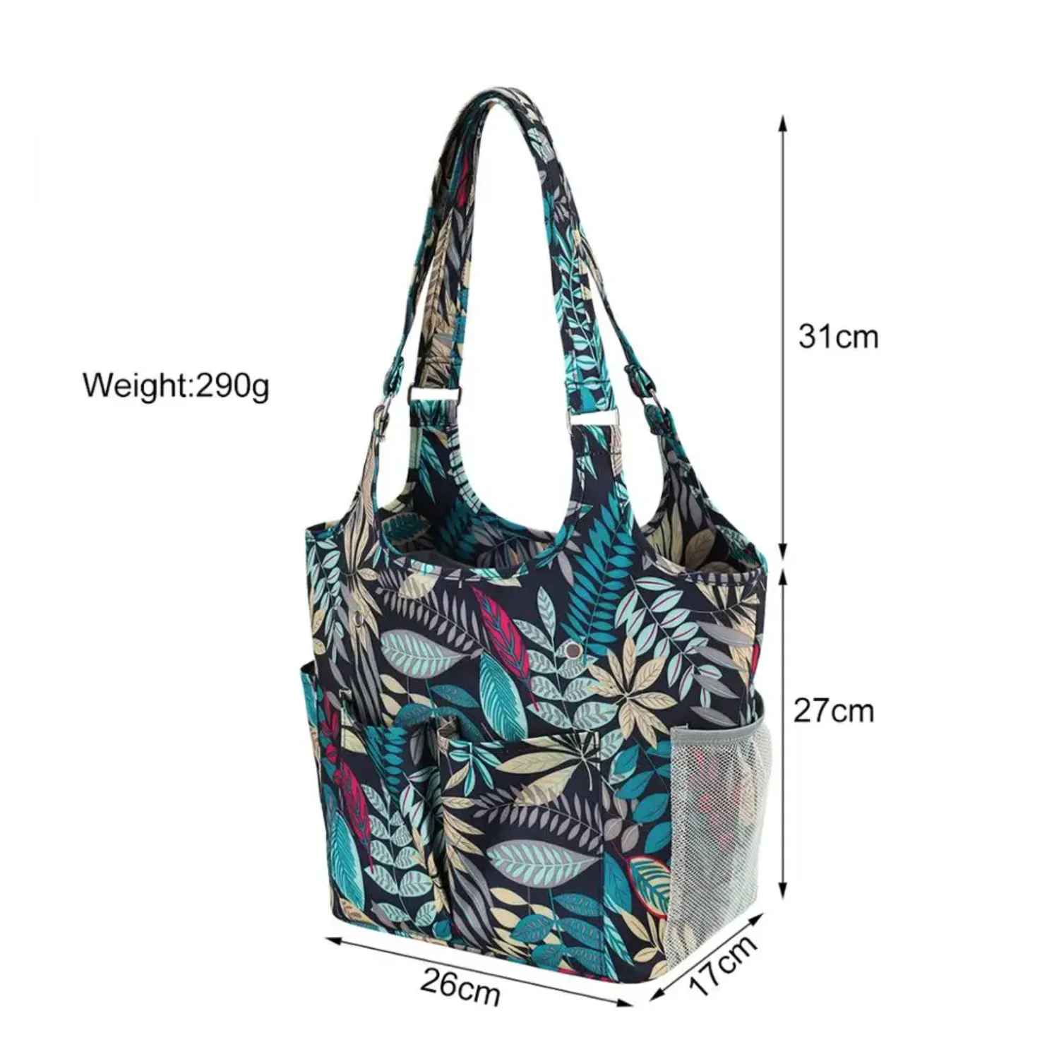 Blue Color Storage Bag with Leaves Design, Portable Yarn and Crochet Hooks Knitting Bag - New Waterproof Sewing Accessories Bag