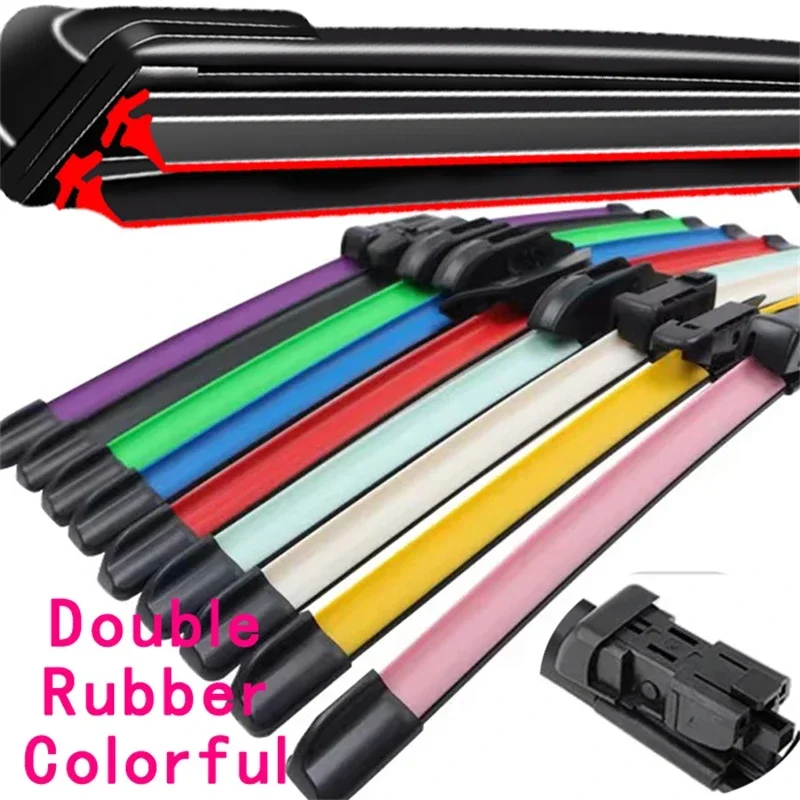 Colorful Push Button 19mm Car Windshield Wiper blades Universal Soft Double layer Rubber Frameless Bracketless 14 20