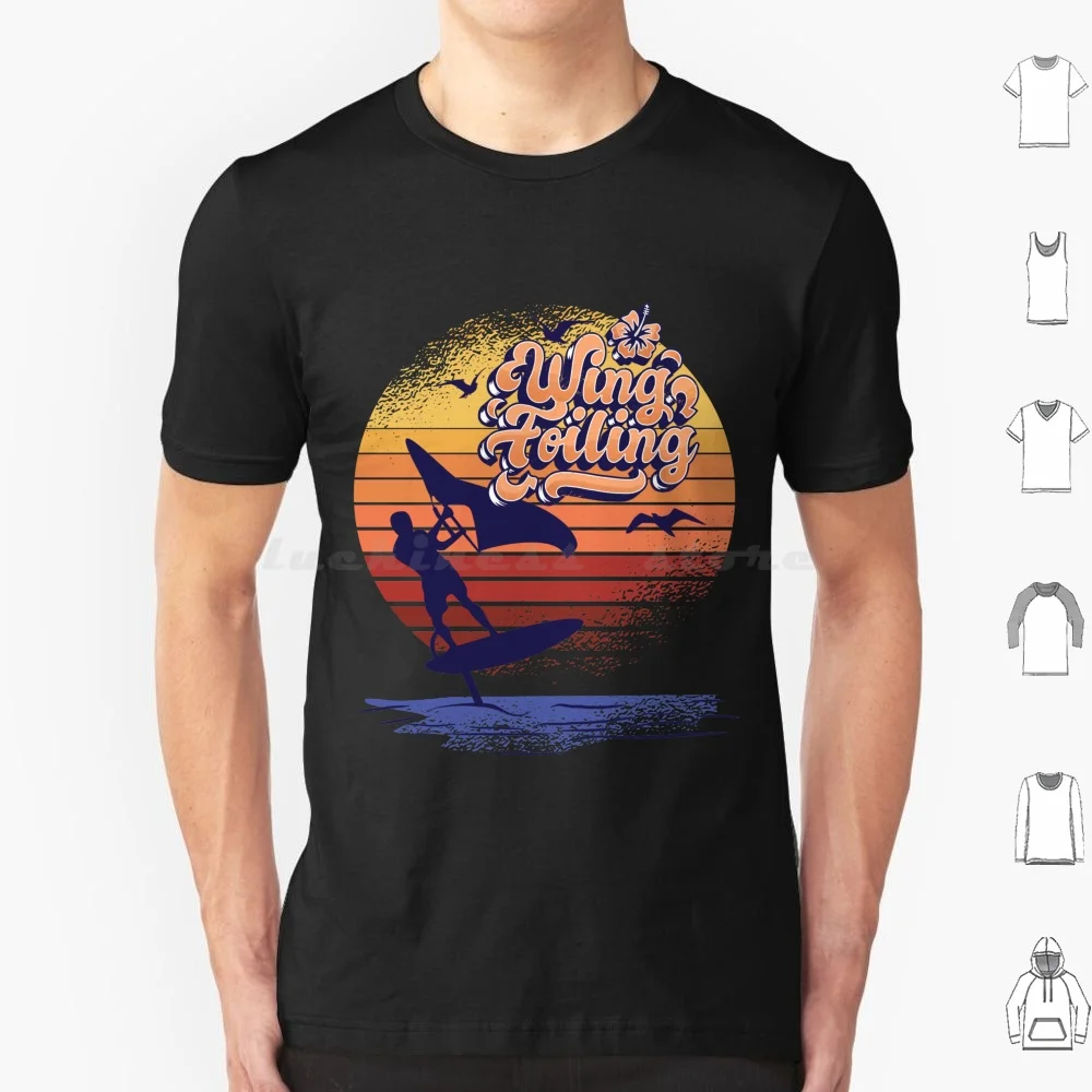 Wing Foiling Vintage Surfing Gift T Shirt Big Size 100% Cotton Wing Foiling Wing Foiling Surfing Surfer Idea Vintage Surf Water