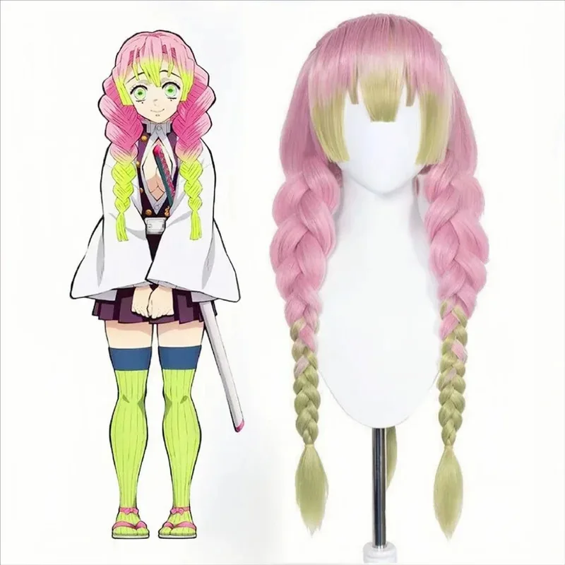 Demon Cos Slayer Kanroji Mitsuri Cosplay zapatos peluca Slayer Kimetsu No Yaiba Nezuko Mitsuri Kanroji Cosplay mujeres adultos Kisatsutai
