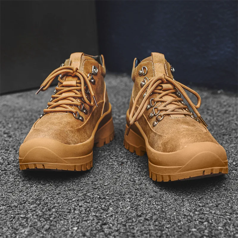 

Мужские повседневные уличные ботинки-дезерты, обувь из коровьей замши на шнуровке, ковбойские рабочие ботинки, красивые ботильоны на платформе, hombre