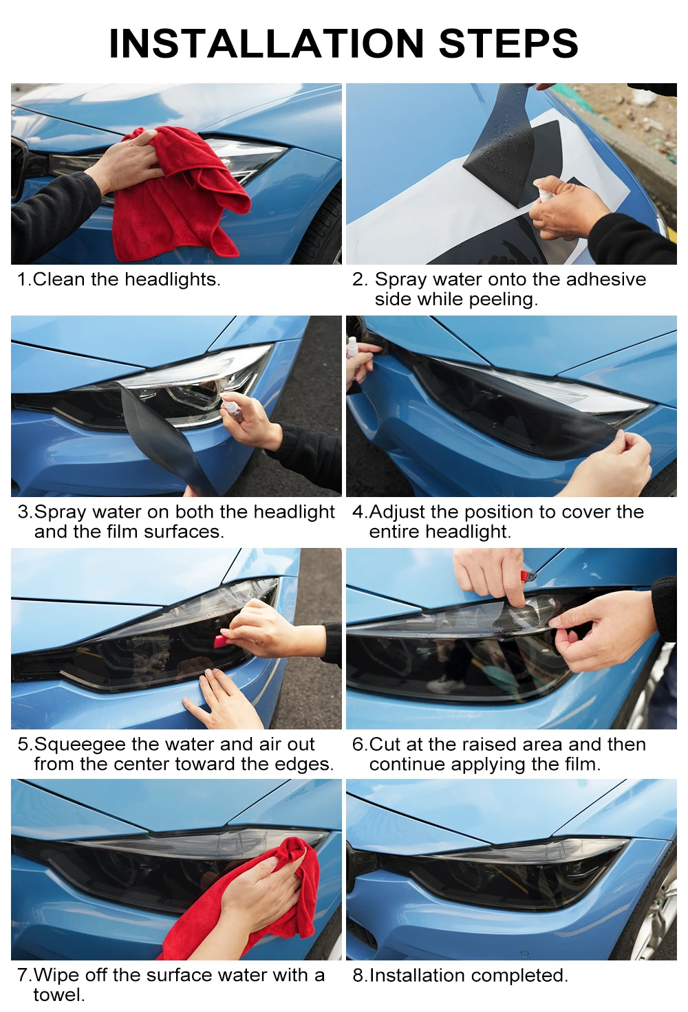 Für Corolla E210 Limousine Schrägheck 18-26 Hochglanz Rauchschwarz Auto-Scheinwerfer-Schutzfolie Vorgeschnittene Kratzfeste Vinyl-Folienverpackung – Detail 7