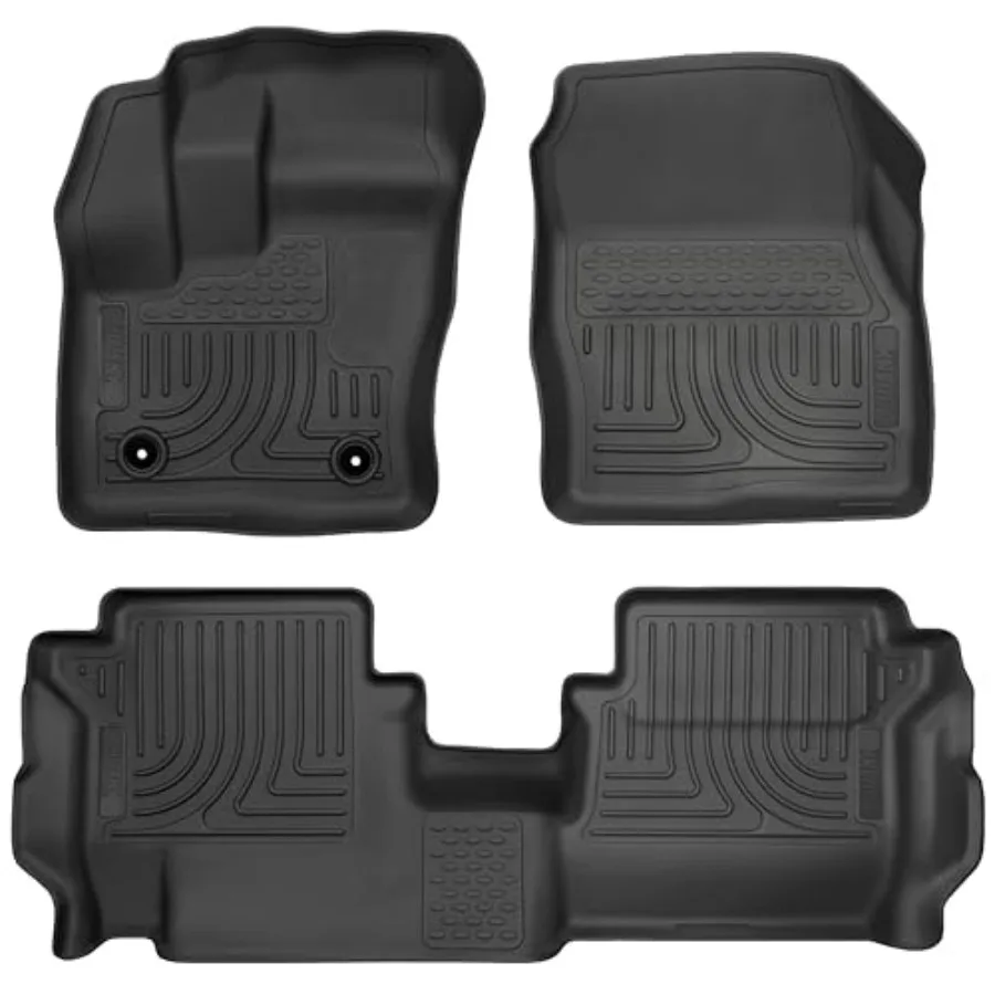 

Weatherbeater Floor Mats for 2014-2019 Ford Transit Connect Front and 2nd Row 3-Piece Set Black Rubber Durable Non-Slip Design