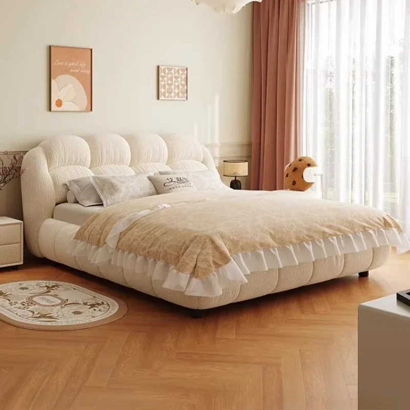 king size cream style Double bed 180x200cm bedroom furniture Modern Minimalism comfortable full size bed frame cama box casal