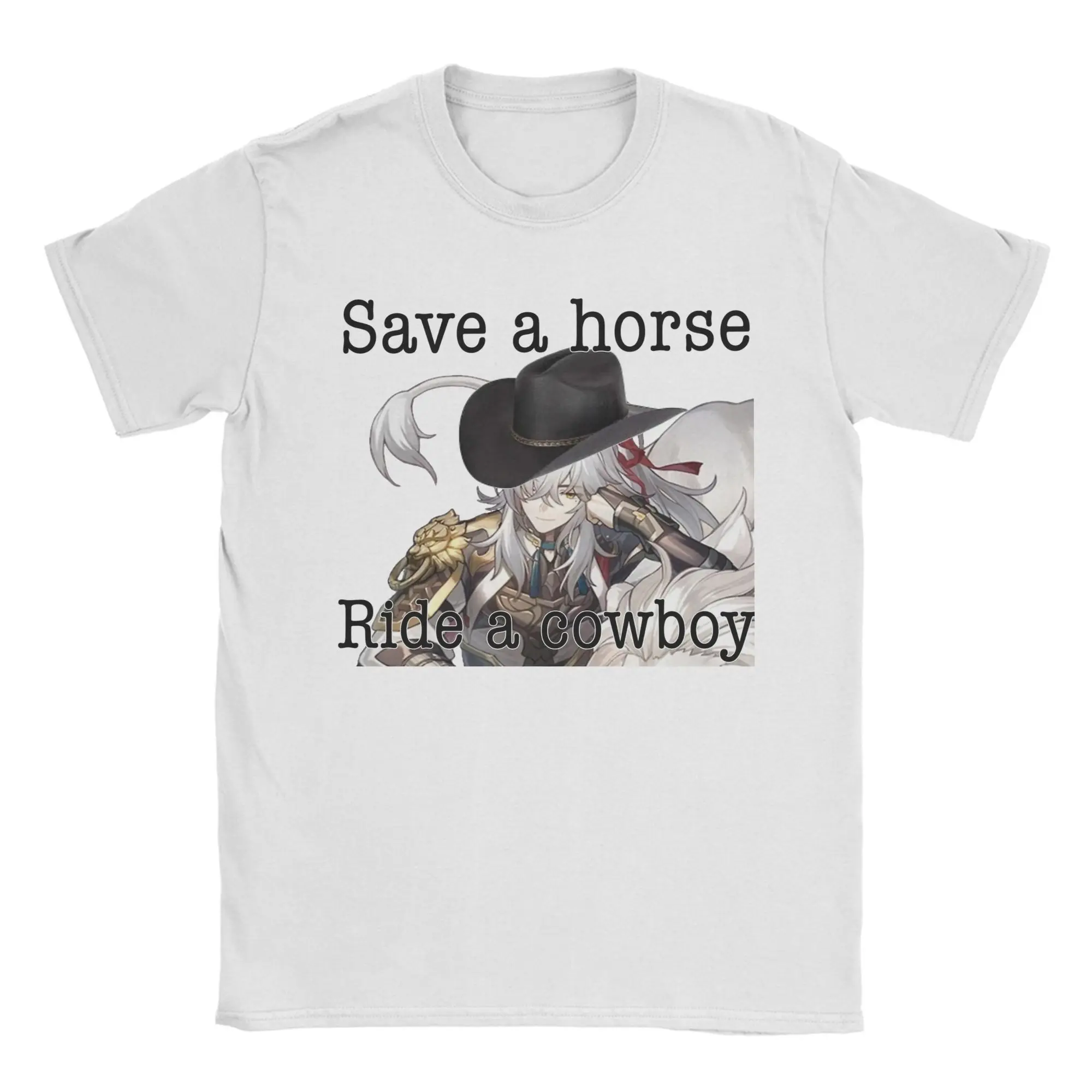 Men's Jing Yuan Save a Horse Honkai Star Rail T Shirt  100% Cotton Tops Novelty Short Sleeve Crew Neck Tee Shirt Adult T-Shirt