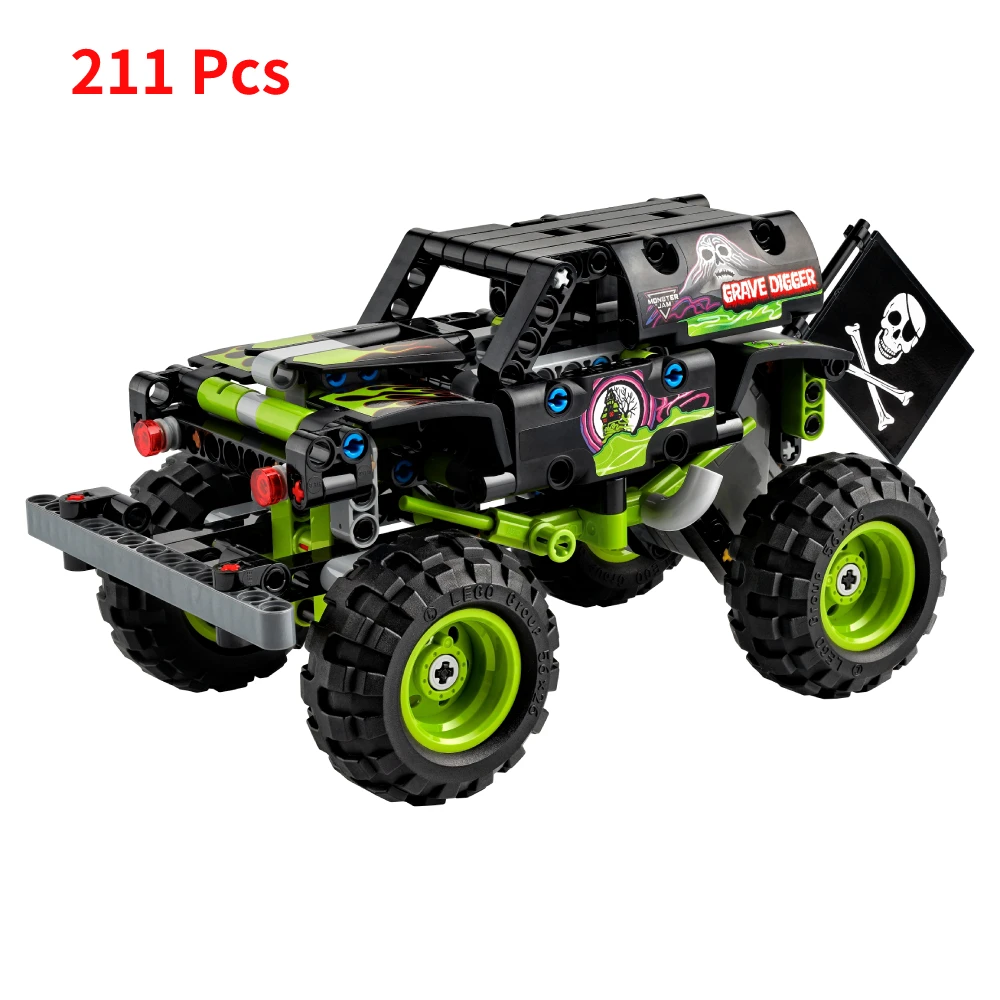 42118 Technical Monster Jam Grave Digger Vehicle Building Blocks Set 2 in 1 Off Road Stunts Pull Back Car Toys Christmas Gifts