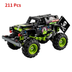 42118 Technical Monster Jam Grave Digger Vehicle Building Blocks Set 2 in 1 Off Road Stunts Pull Back Car Toys Christmas Gifts