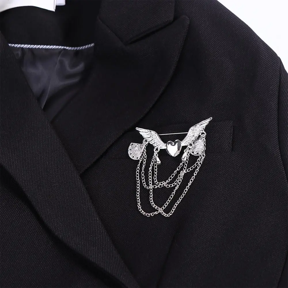 Vintage الرجال دعوى زاوية الجناح شرابة طويلة على شكل قلب الصدار دبابيس بروش دبابيس الإكسسوارات والمجوهرات