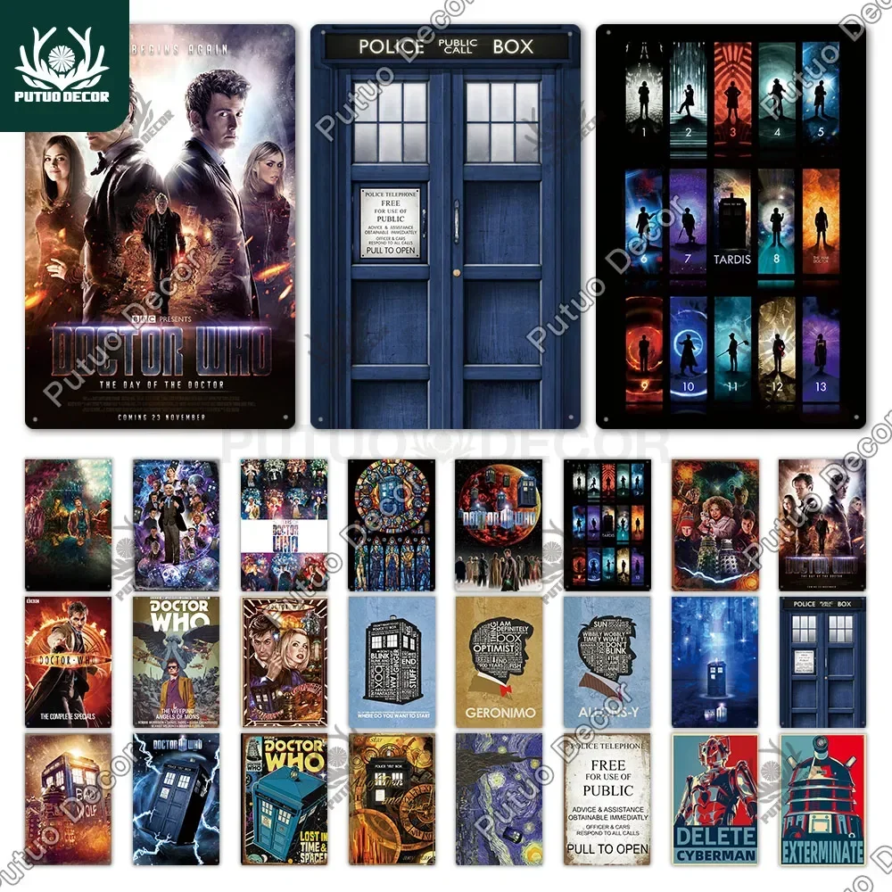 Putuo Decor Doctor Who Vintage Tin Sign Metal Wall Decor  Decorative Plaque for Man Cave Room Home Movie Poster Plate  Retro Sty