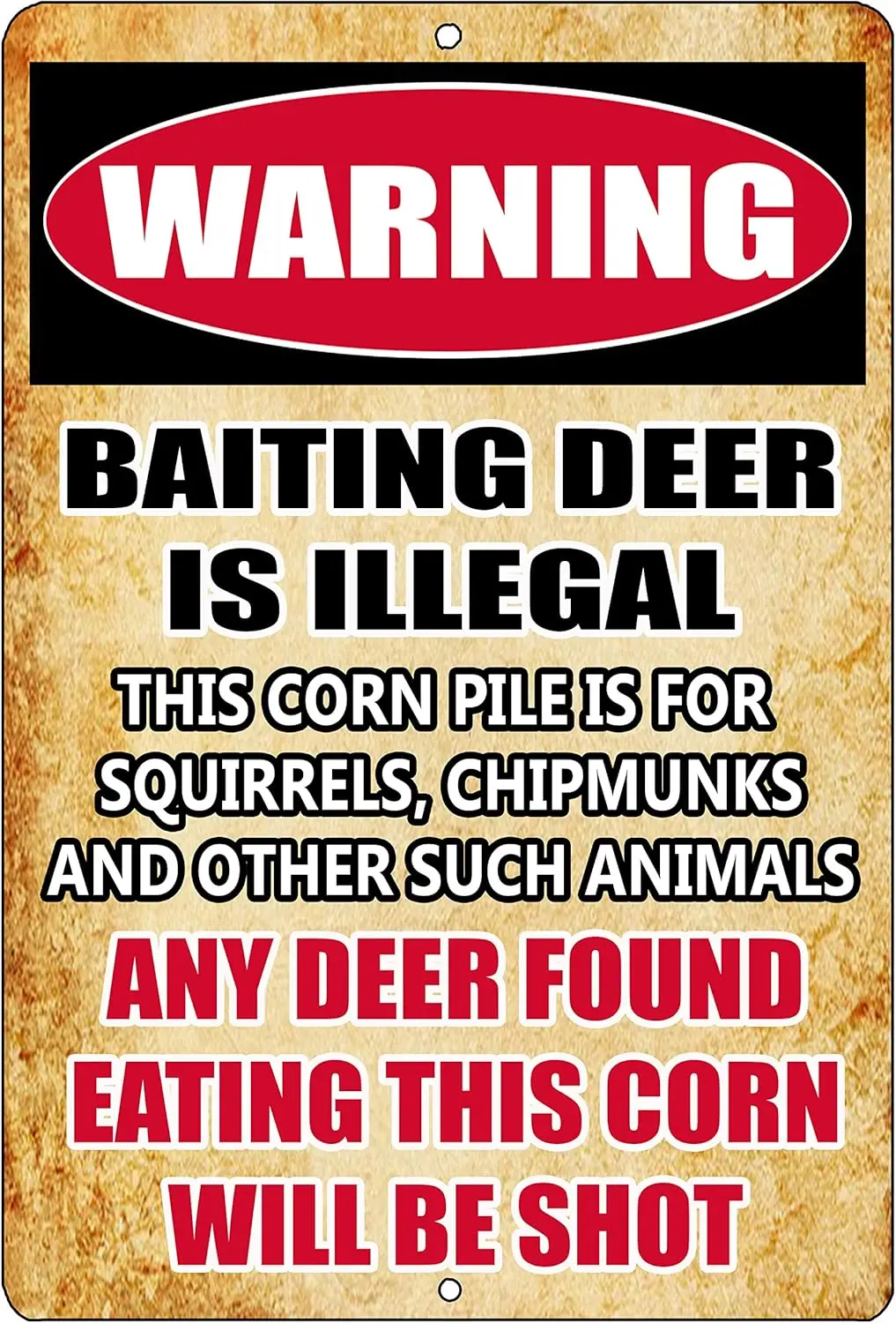 Rogue River Tactical Funny Hunting Metal Tin Sign Wall Decor Man Cave Bar Cabin Hunt Warning Baiting Deer is Illegal