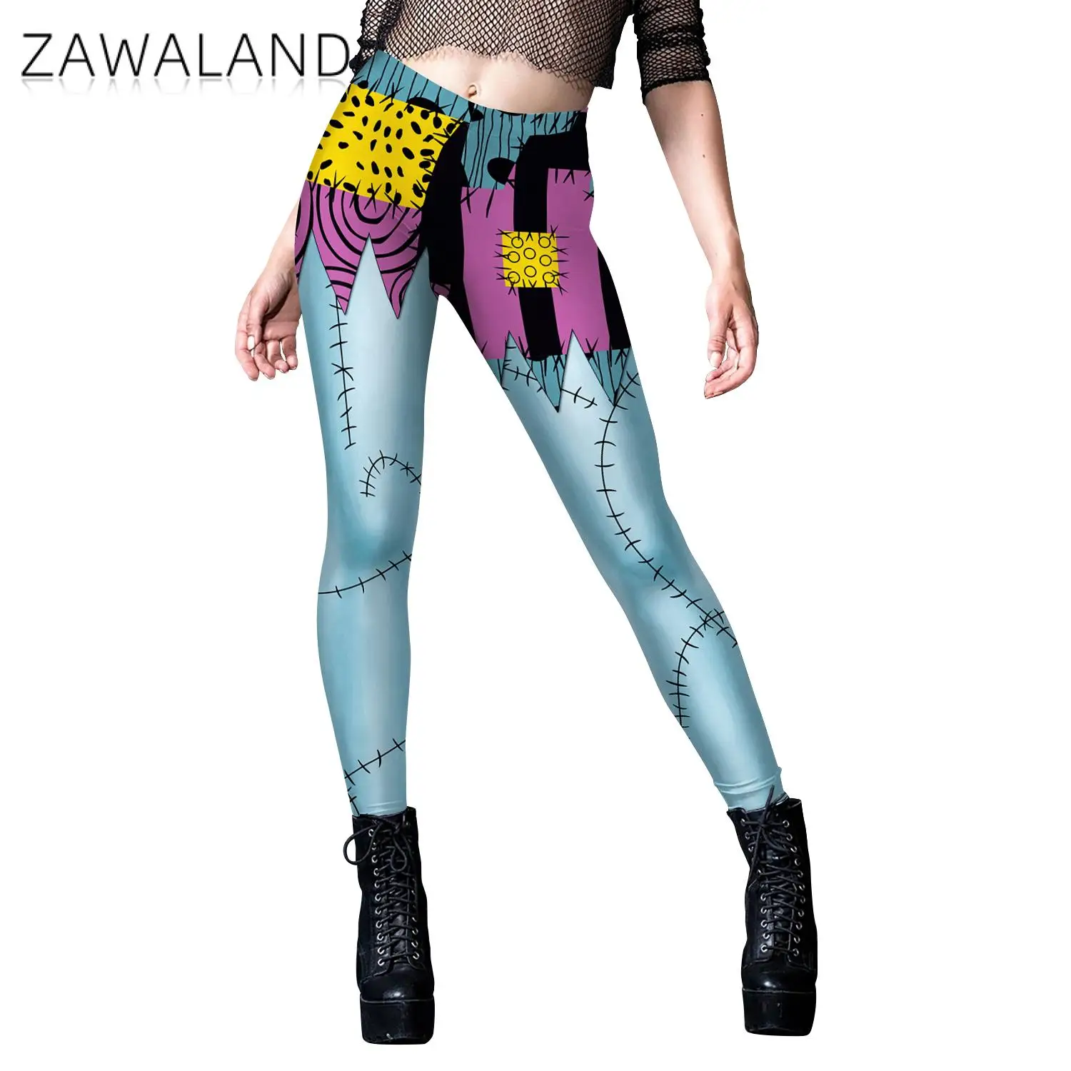 Zawaland-mallas de calavera para mujer, pantalones femeninos de fiesta de Halloween, medias de Fitness, pantalones de Zombie, Fondo de Cosplay de carnaval, nuevo