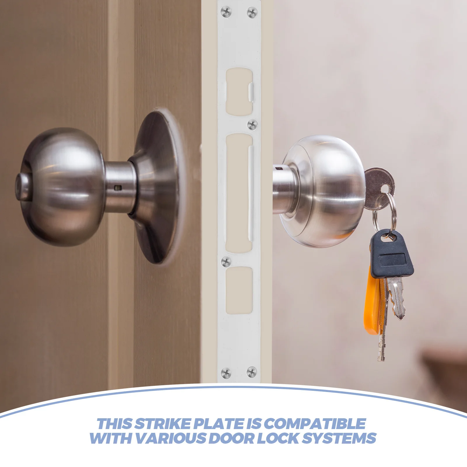 2Pcs Deadbolt Strike Plate Stainless Steel Door Lock Body Replacement Heavy Duty Front Door Reinforcement Security Metal Strike