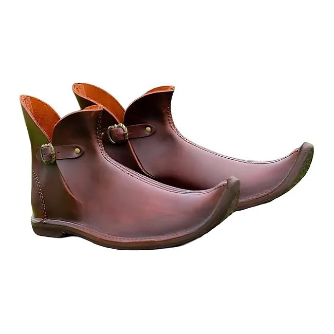Mittelalterliche Renaissance Retro Ritterstiefel mit Spitzer Form für Halloween-Rollenspiele, Herrenstiefel für Piraten-Bühnenauftritte, Kurze Stiefel aus PU-Leder – Detail 3