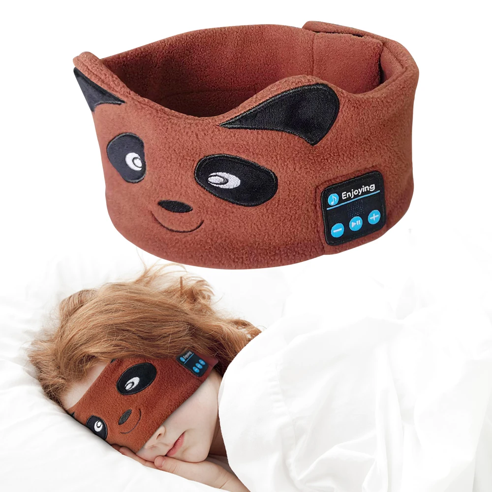 

Sleep Eyemask Earphones Bluetooth Kids Adjustable Soft Headband Music Eye Mask with Speaker, Brown Bear, Bluetooth Headphones